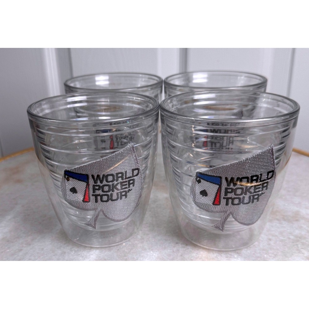 Tervis Tumbler World Poker Tour WPT 12oz Insulated Glasses Set of 4 Clear